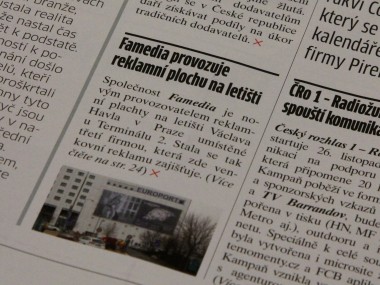 Obrázek pro článek - Marketing & Media: Famedia provozuje reklamní plochu na letišti